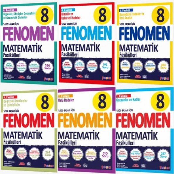 Fenomen Yayınları Fenomen 8.sınıf Matematik 1. 2. 3. 4. 5. ve 6.fasikül Konu Özetli Soru Bankası