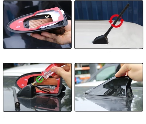 AUTOGP Oto tepe anten elektrikli silikon taban shark balina jaws anten siyah - 2