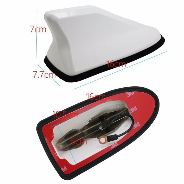 AUTOGP Oto tepe anten elektrikli silikon taban shark balina jaws anten beyaz - 3