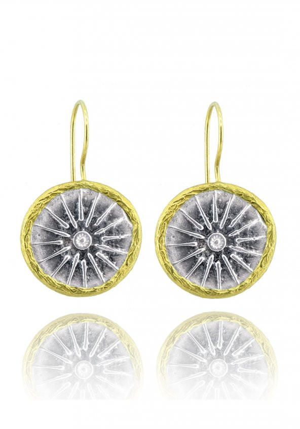 Antik Serisi Yıldız Güneş Motifli Otantik Gümüş Kadın Küpe