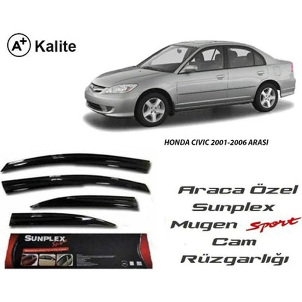 SUNPLEX Honda civic uyumlu cam rüzgarlığı 2001 / 2006 mugen tip sunplex