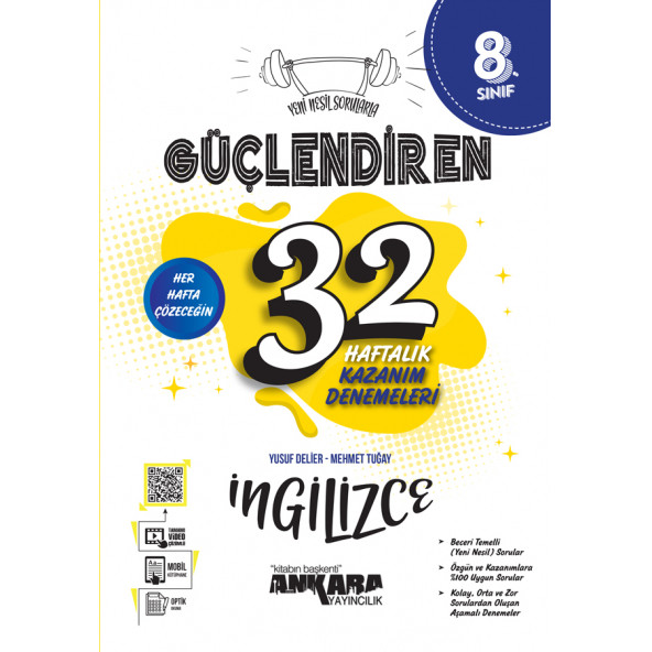 Ankara Yayıncılık 8. Sınıf Güçlendiren 32 Haftalık İngilizce Kazanım Denemeleri