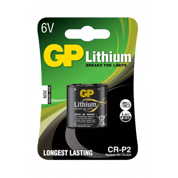 GP LİTYUM PİL TEKLİ CR P2 6V U1