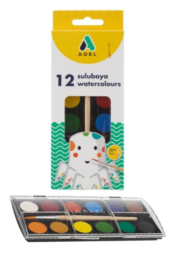 Öğrenci Okul Boyama Seti 4 lü Adel 12 Renk Pastel Boya Kuru Boya Sulu Boya Keçeli Kalem 12 li Boya Set Kreş Seti - 3