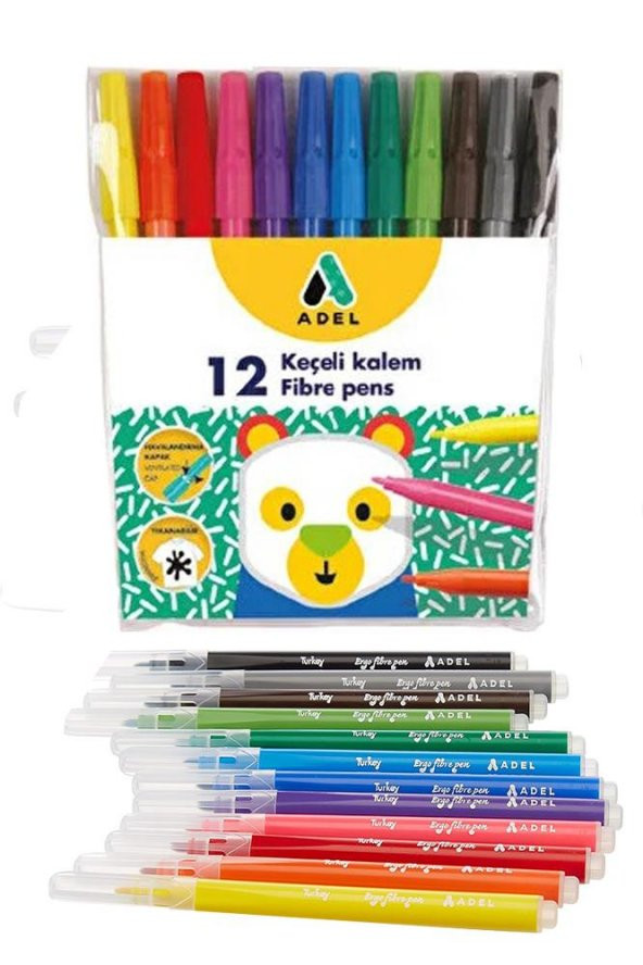 Öğrenci Okul Boyama Seti 4 lü Adel 12 Renk Pastel Boya Kuru Boya Sulu Boya Keçeli Kalem 12 li Boya Set Kreş Seti - 5