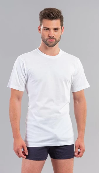 ÖDÜL 7050 ERKEK KLASİK O YAKA KLASİK BEYAZ TİŞÖRT