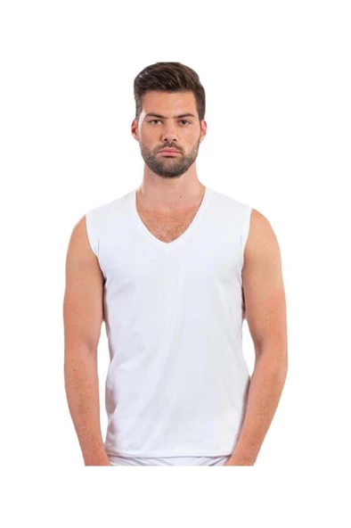 ÖDÜL ERKEK 7023 V YAKA KOLSUZ ATLET BEYAZ 2Lİ