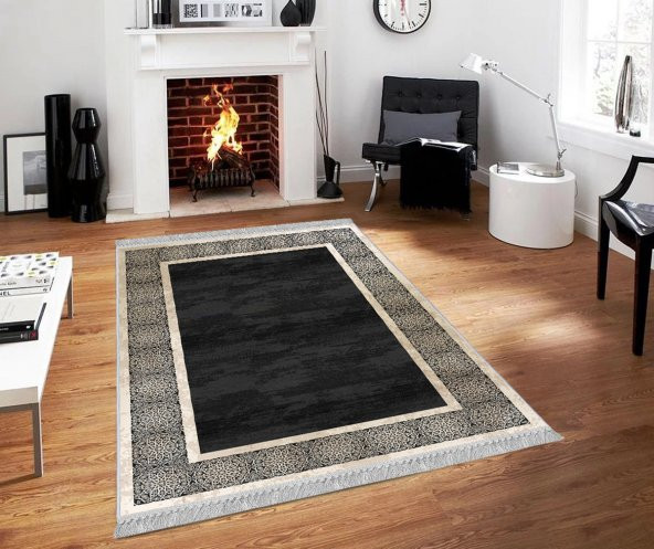 Artızon Halı ART-165 Beyaz Taban Dekoratif Kilim Ince Yıkanabilir Süngerli Dot Taban Salon Halısı