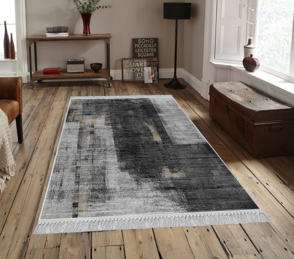 Artızon Halı ART-123 Beyaz Taban Dekoratif Kilim Ince Yıkanabilir Süngerli Dot Taban Salon Halısı