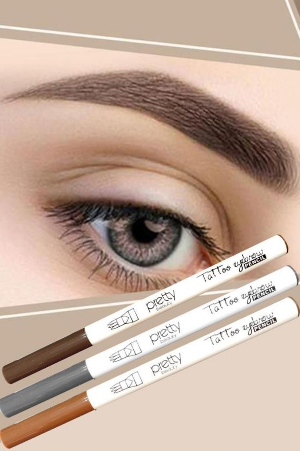 Pretty Beauty Tattoo Eyebrow Pencil (Kaş Boyama Kalemi-Gri) - 3