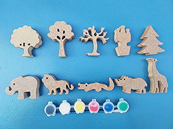Okul öncesi etkinlik. Çocuklara ahşap boyama seti. Eğitici Ahşap Boyası. Hediye Oyuncak ( SET 16 ) - 4