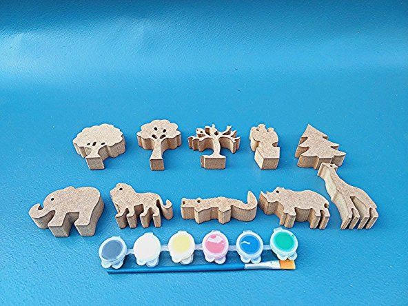 Okul öncesi etkinlik. Çocuklara ahşap boyama seti. Eğitici Ahşap Boyası. Hediye Oyuncak ( SET 16 ) - 5