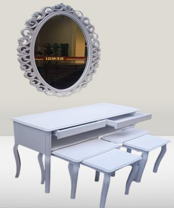 Dresuar ILGZ 90219 Çift Zigon Tk Kayın Aslan Ayak Güneş Ayna Beyaz MODEL El Yapım