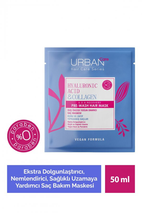 Hyaluronik Asit&Kolajen Sağlıklı Uzamaya Yardımcı Duş Öncesi Saç Bakım Maskesi-50ML
