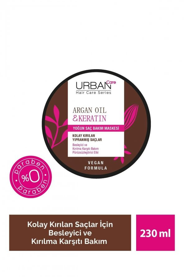Argan Oil & Keratin Kolay Kırılan Saçlara Özel Yoğun Saç Bakım Maskesi 230 Ml-vegan