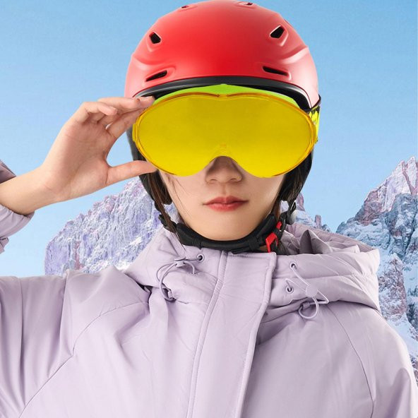 Bellasimo Kayak Gözlüğü Değiştirebilir Camlı Antifog Güneş Kar Gözlük Sarı Snowboard Glasses Gözlük - 8
