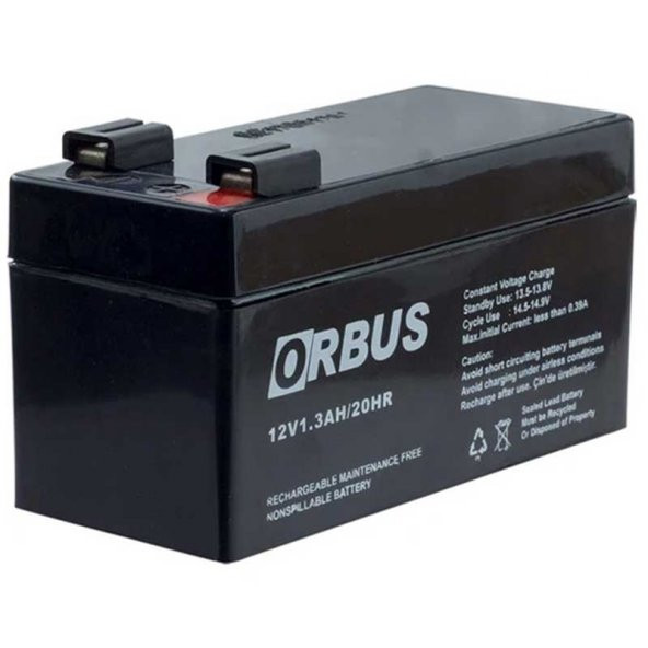Orbus 12 Volt 1.3 Amper Kuru Akü ORB12-1.3 (96X42x52 Mm)