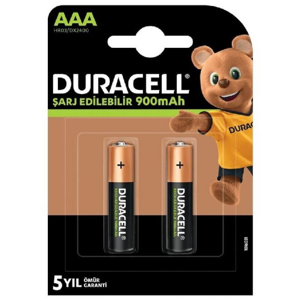 Duracell HR03/DX2400 Şarjlı 900 Mah 2'Li AAA İnce Kalem Pil - 2