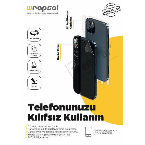 iPhone 15 Full Body 360 Derece Ön Arka Ve Yan Koruyucu Poliüretan Film - Resim 3