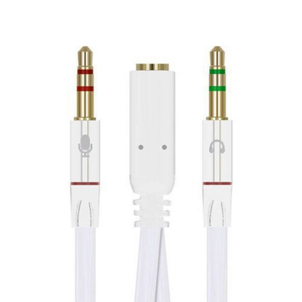 POWERMASTER PM-1444 3.5 MM STEREO DİŞİX2 STEREO ERKEK KULAKLIK MİKROFON HOPARLÖR AYIRICI 20 CM KABLO - 3
