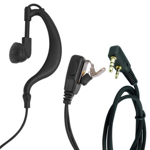 Wln PMR-446 C Tipi Kulak Üstü EL Telsizi PTT Mikrofonlu Kulaklığı 2 Jacklı Aselsan A446 Spiral Arkalıklı 120Cm - 2