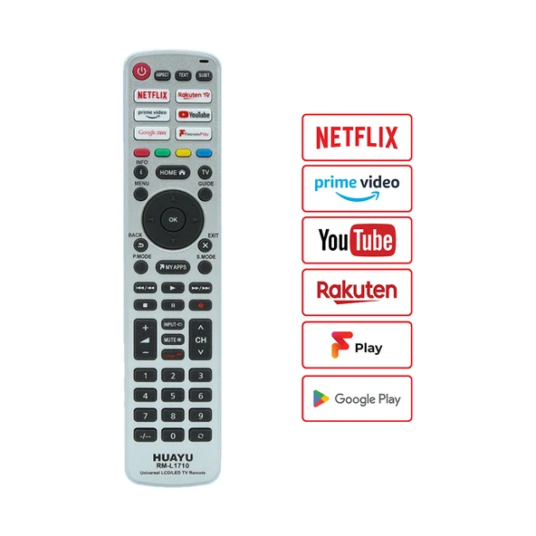 Huayu RM-L1710 Unıversal Netflıx-Prıme Vıdeo-Youtube-Rakuten Tv-Google Play Tuşlu Lcd Led Tv Kumandası - Resim 3