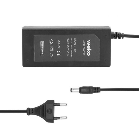 Weko 24 Volt - 2 Amper Plastik Kasa Masaüstü Adaptör 5.5 X 2.5 Uç