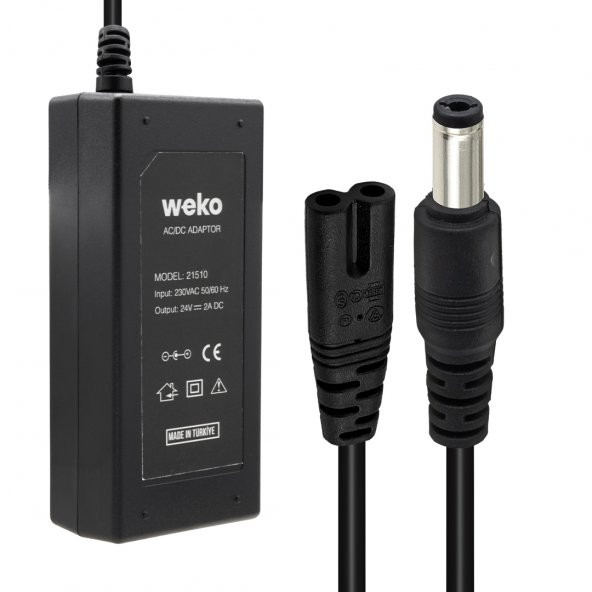Weko 24 Volt - 2 Amper Plastik Kasa Masaüstü Adaptör 5.5 X 2.5 Uç - 3
