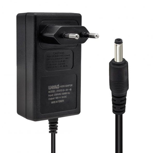 Weko 18 Volt 1 Amper Plastik Kasa Priz Tipi Adaptör 3.5*1.35 Uç - 3