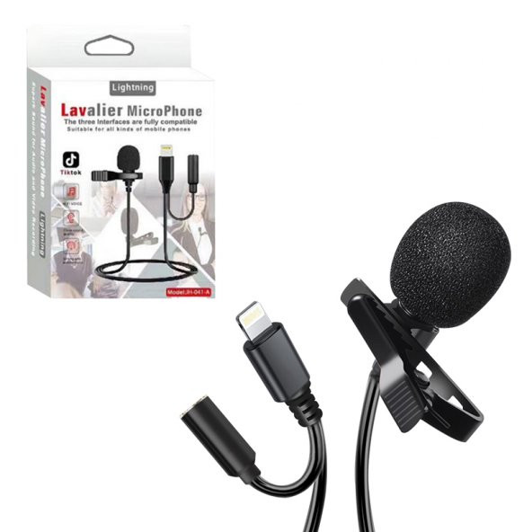 Powermaster JH-041-A Cep Telefonu İçin Ligthning Girişli Youtuber Yaka Mikrofonu - 3