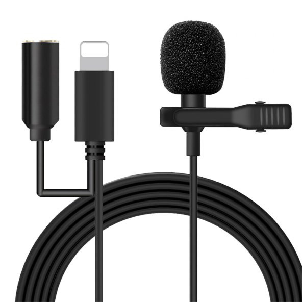 Powermaster JH-041-A Cep Telefonu İçin Ligthning Girişli Youtuber Yaka Mikrofonu - 4