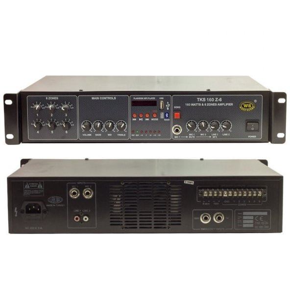 WEST SOUND TKS 160 Z-6 160 Watt 6 Bölgeli (Zonlu) Hat Trafolu Amfi - 2