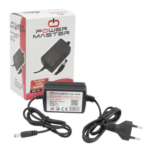 Powermaster PM-31770 12 Volt - 1 Amper - 12 Watt 5.5*2.5 Mm Uçlu İki Ucu Kablolu Masaüstü Adaptör - Resim 3