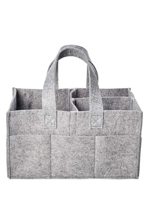 Katlanabilir Taşınabilir Keçe Organizer Çanta Gri Renk - 3