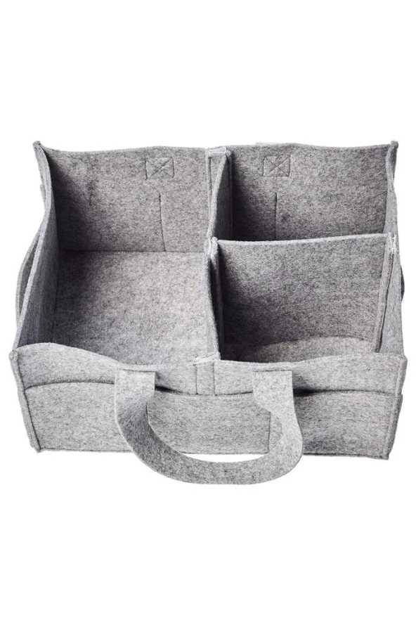 Katlanabilir Taşınabilir Keçe Organizer Çanta Gri Renk - 4