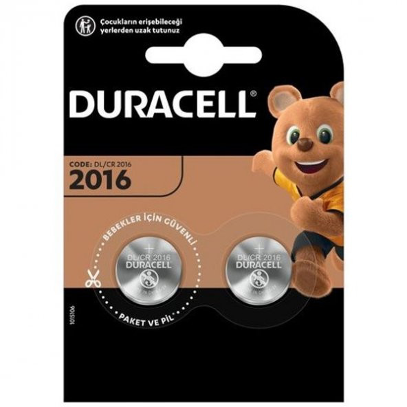 Duracell CR2016 3 Volt Lityum 2'Li Pil