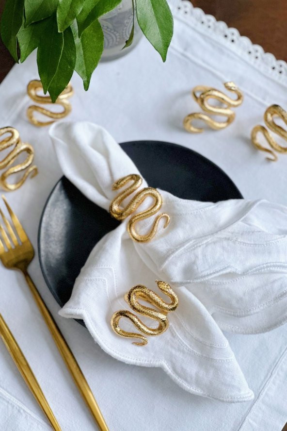 6lı Lüx Yılan Gold Peçete Yüzüğü - 2