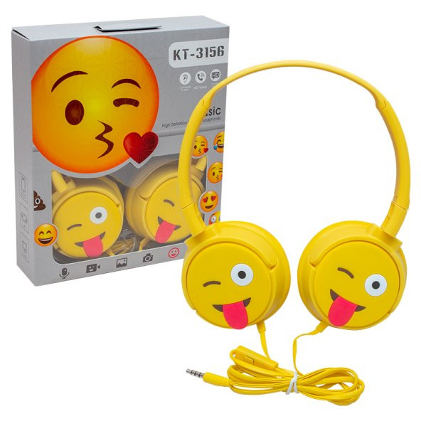 POWERMASTER KT-3156 3.5MM JACKLI KABLOLU KULAK ÜSTÜ EMOJİ KULAKLIK - 6
