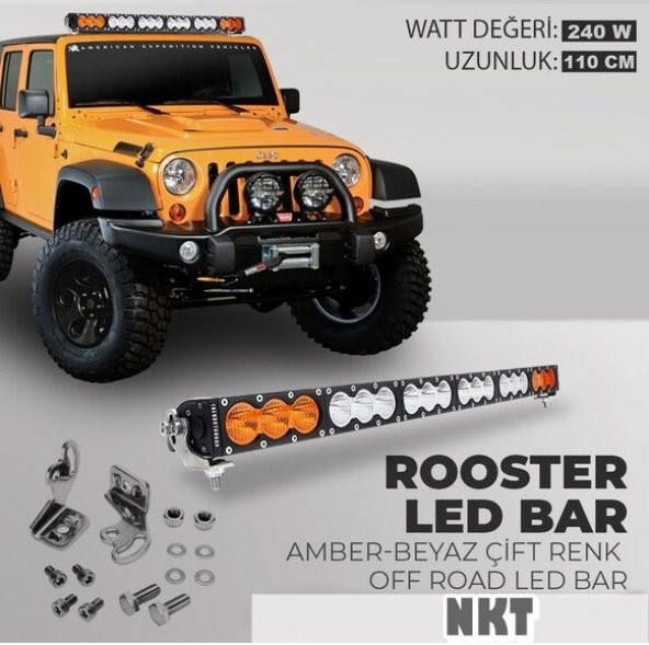 240w 110 Cm Amber-beyaz 3 Modlu Baja Style Rooster Off Road Led Bar