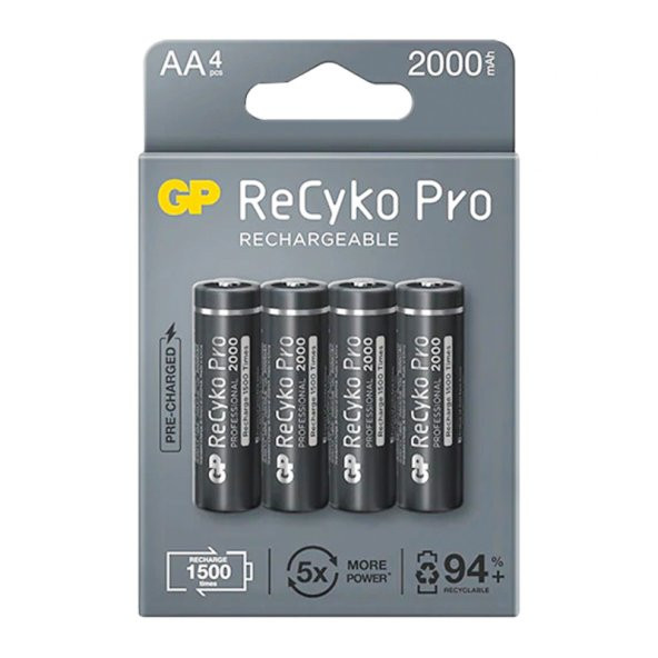 Gp Recyko Pro AA 2000 Mah Şarjlı 4'Lü Pil ürün görseli 1