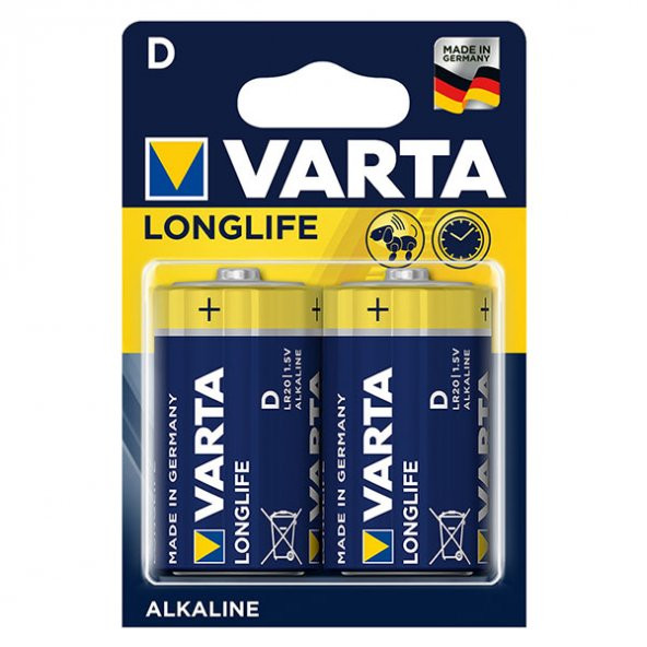 Varta Longlife Power Alkalin Orta Boy D Pil (2'Li Paket)