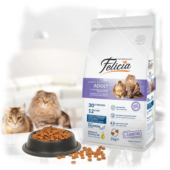 Felicia 2 Kg Somonlu Az Tahıllı Kısırlaştırılmış Kedi Maması HypoAllergenic Kedi Maması - 2