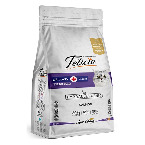 Felicia 2 Kg Somonlu Az Tahıllı Kısırlaştırılmış Kedi Maması HypoAllergenic Kedi Maması - 12