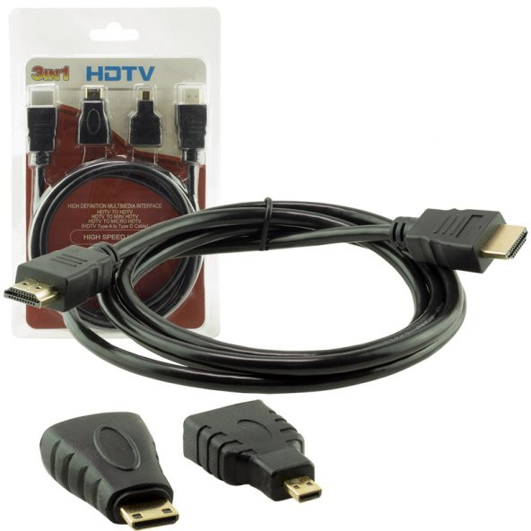 Powermaster HDMI Kablo 3İn1 Set 1.5 Metre (HDMI+Micro HDMI+Mini HDMI) - 4
