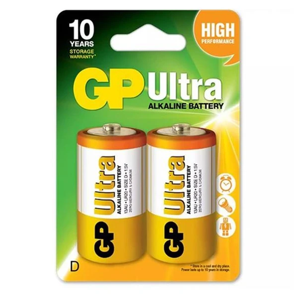GP 13AU-2U2 Ultra Alkalin (D) Kalın 2'Li - 3