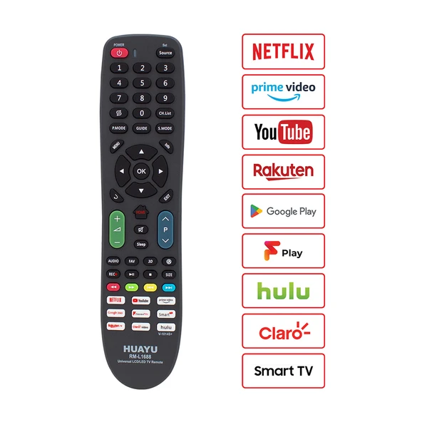 Huayu RM-L1688 Plus (V-1014S+) Netflix-Youtube-Prime Video-Google Play Tuşlu Universal Lcd Led Tv Kumandası - Resim 3