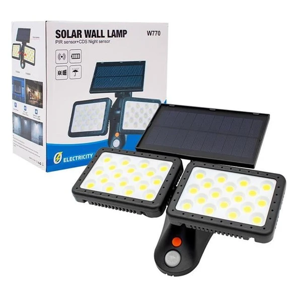 Powermaster Sensörlü 36 Cob Ledli Solar Aydınlatmalı Duvar Lambası W770B - 8