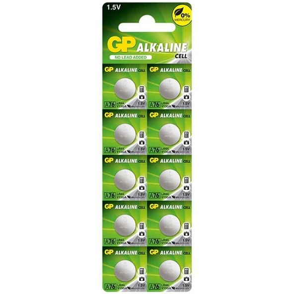 GP A76 LR44 Alkalin AG-13 PİL (A76F-2C10) 10'Lu Paket - Resim 3