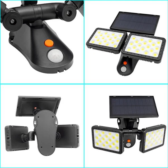 Powermaster Sensörlü 36 Cob Ledli Solar Aydınlatmalı Duvar Lambası W770B - 9