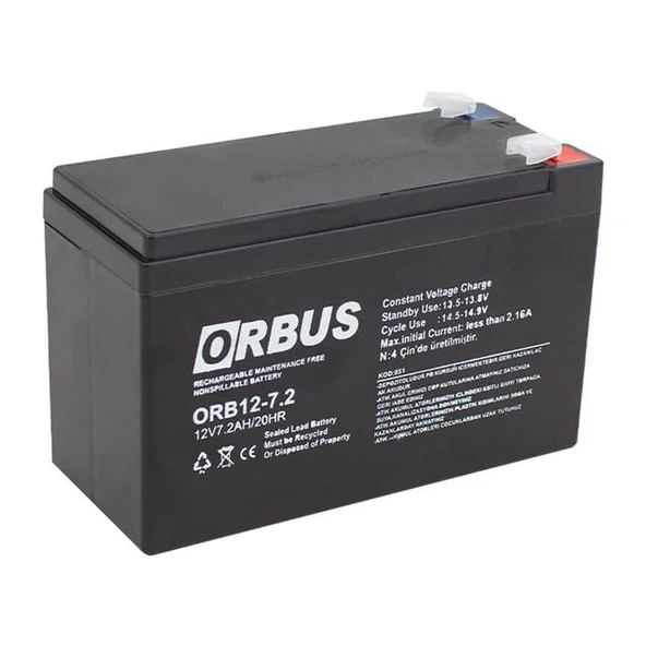 Orbus ORB12-7.2 12 Volt 7.2 Amper Akü (150X65x90 Mm) - 3